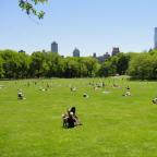 Pessoas largarteando ao sol no Central Park